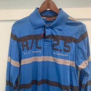 Vintage Esprit Rugby Shirt Men S Blue Striped Stitched Embroidered Urban Fit NWT